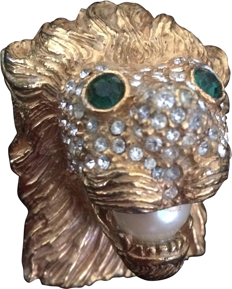 Kjl Lion Head Brooch Animal Jewelry, Kenneth Jay Lane, - Owl (993x993), Png Download