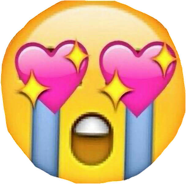 Emoji Heart Tears Bynisha Pink Tumblr Overlays Transparent - Emoji (608x602), Png Download