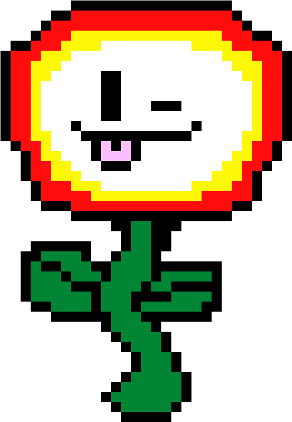 Fiery The Fire Flower Understood - Pixel Art (880x980), Png Download