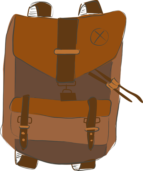 Backpack Clipart Travel Backpack - Mochila De Viaje Png (605x720), Png Download