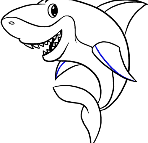 Mako Shark Clipart Simple Cartoon - Cartoon Shark Drawing (640x480), Png Download