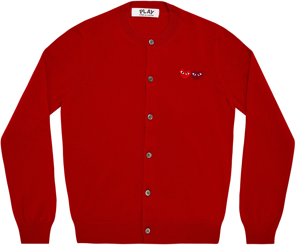 Play Comme Des Garcons Double Heart - Cardigan (1000x828), Png Download