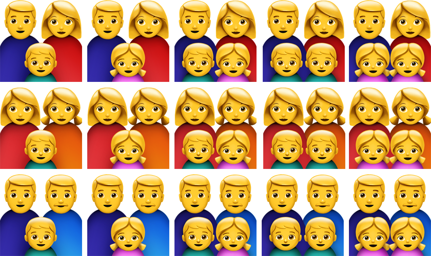 Family Emoji Variants Prior To Ios - Figurine (840x500), Png Download