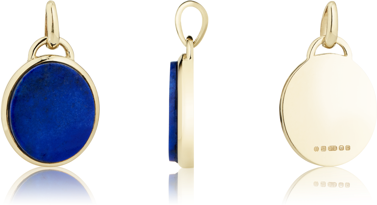 9ct Yellow Gold Lapis Lazuli Oval Pendant - Earrings (1500x1250), Png Download