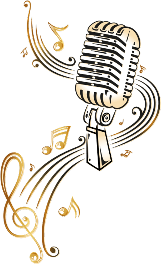 #music #microphone #gold - Music Wall Stickers (1024x1024), Png Download