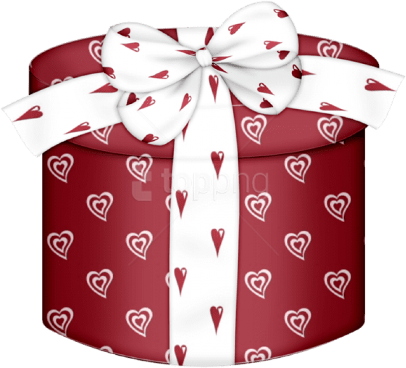 Download Red Heart Round Gift Box Clipart Png Photo - Transparent Background Gifts Png Hd (850x774), Png Download