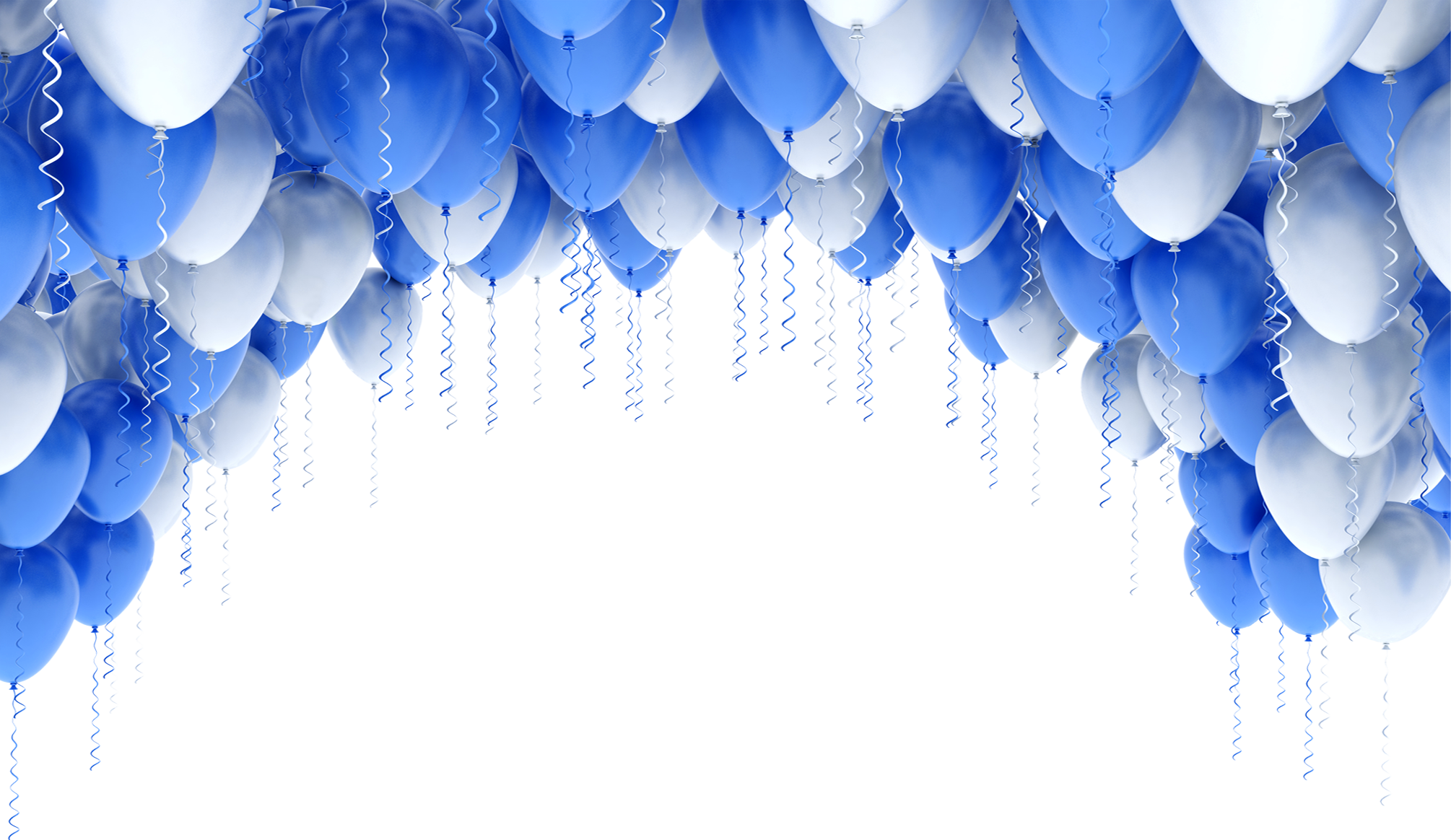 Download Blue Balloon Flying Birthday Stock White Balloons - Blue And White Balloon (2010x1164), Png Download
