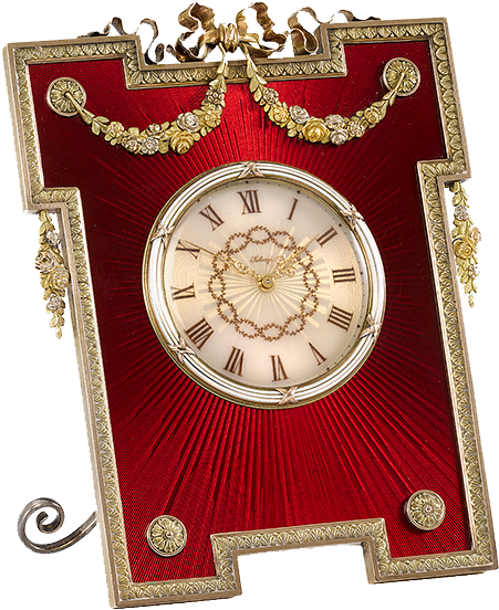 Russian Gold And Enamel Desk Clock - Quartz Clock (700x553), Png Download