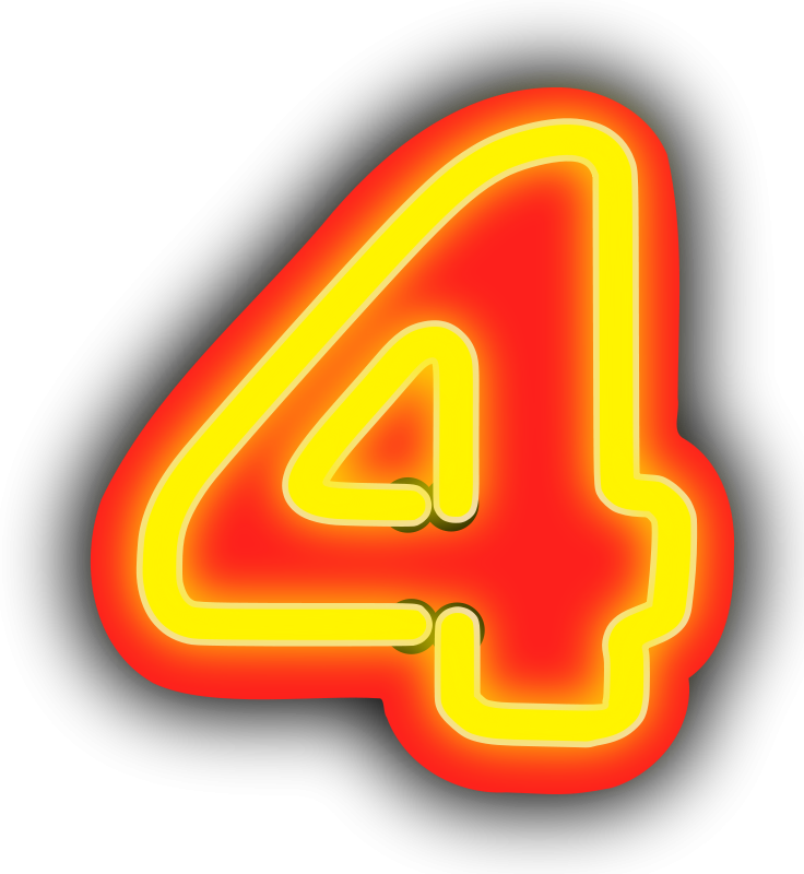 Free Neon Numerals-4 - Clipart Number 4 Transparent Background (736x800), Png Download