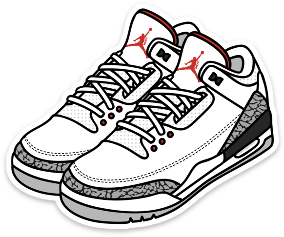 Air Jordan 3 Sticker Pack - Running Shoe (740x555), Png Download