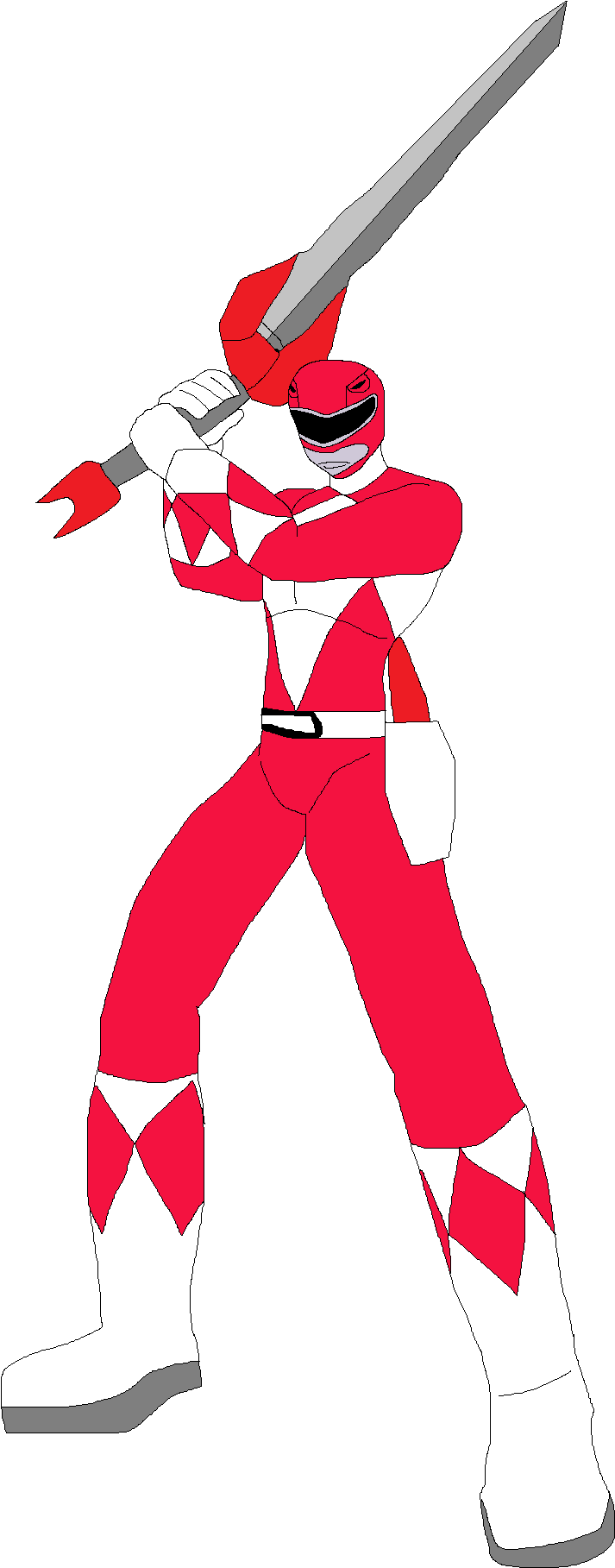 Red Ranger - Cartoon (733x1819), Png Download