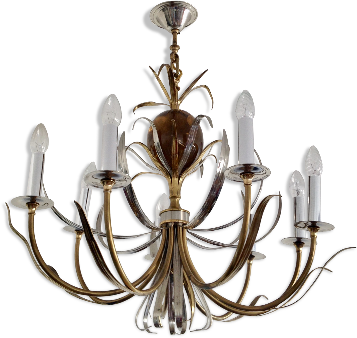 Chandelier 8 Light Pineapple Resin Fractable In Brass - Chandelier (1457x1457), Png Download