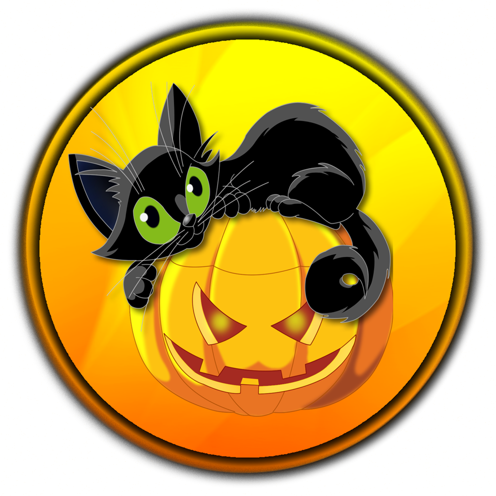 Cat On Pumpkin - Black Cat Pumpkin Halloween (1000x1000), Png Download