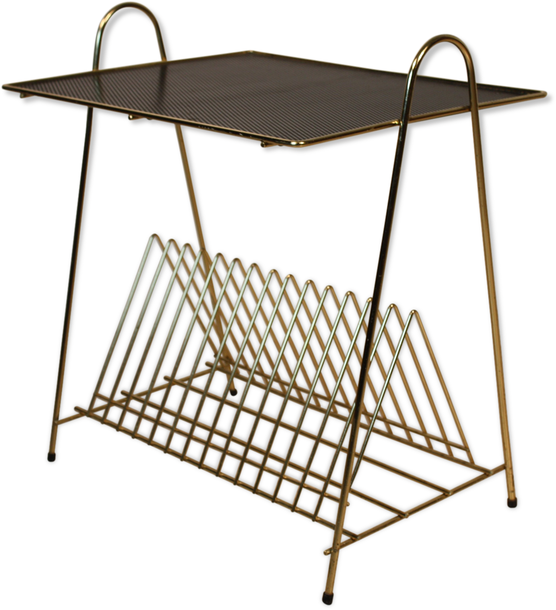 Vintage Brass Perforated Metal Table - Range Disque Vinyle Vintage (1457x1457), Png Download