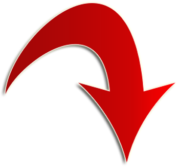 Curved Red Arrow - Red Curved Down Arrow (360x360), Png Download