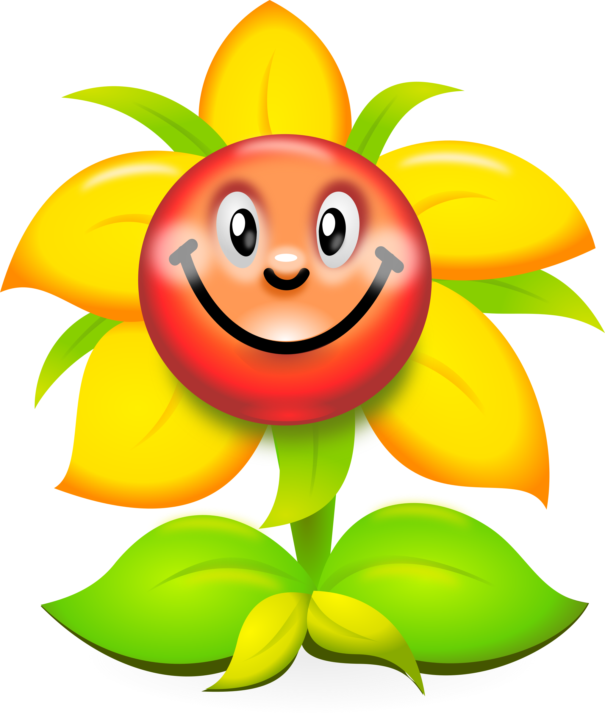 Yellow Flower Clipart Smiley Flower Pencil And In Color - Sunflower Cartoon (2033x2400), Png Download
