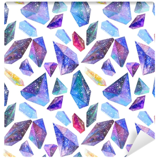 Seamless Pattern With Watercolor Crystals With Star - Watercolor Painting (400x400), Png Download