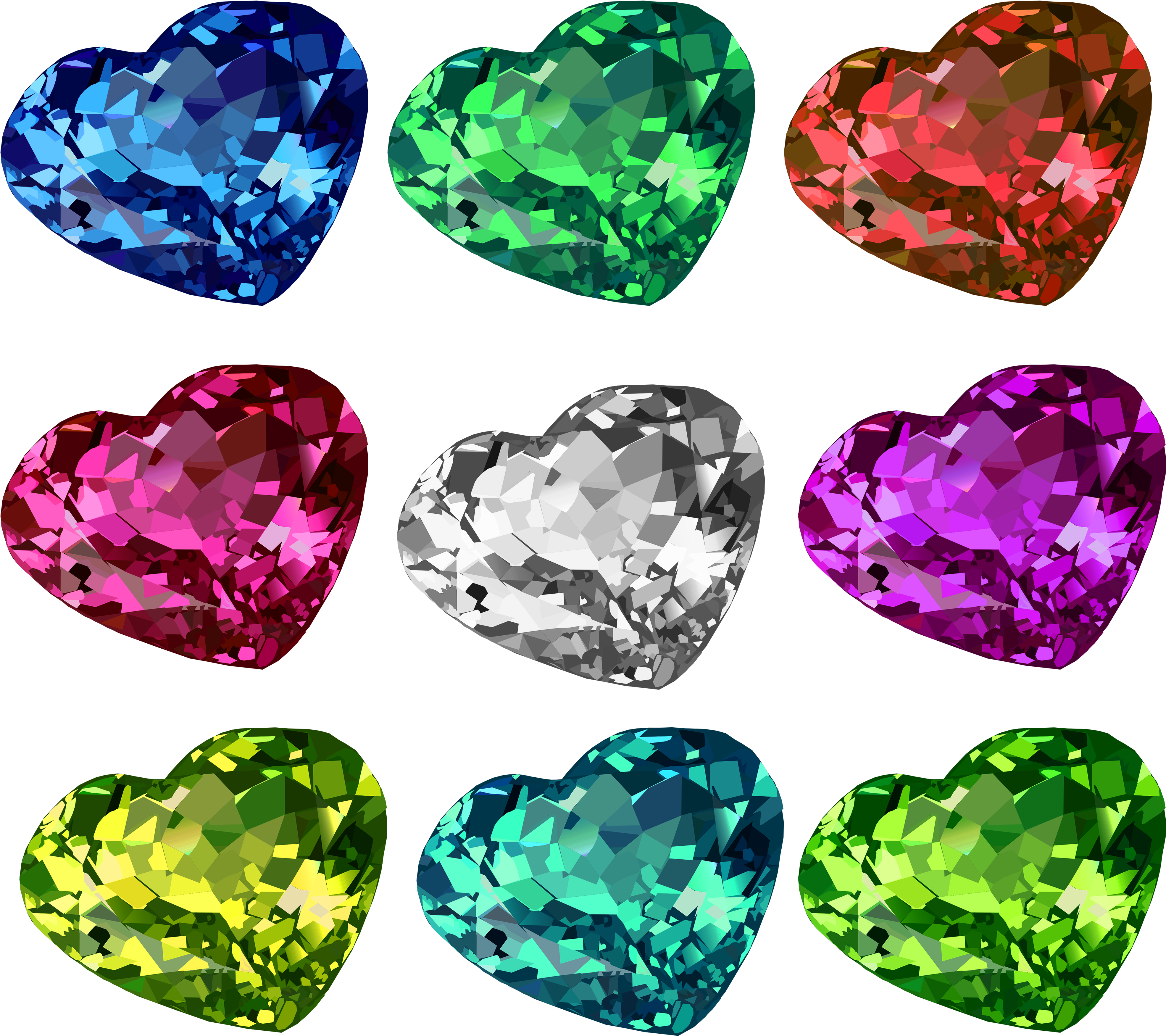 Shiny Heart Crystal Set Vectors 2 Done In 18 Via Clip Art Full Size Png Download Seekpng