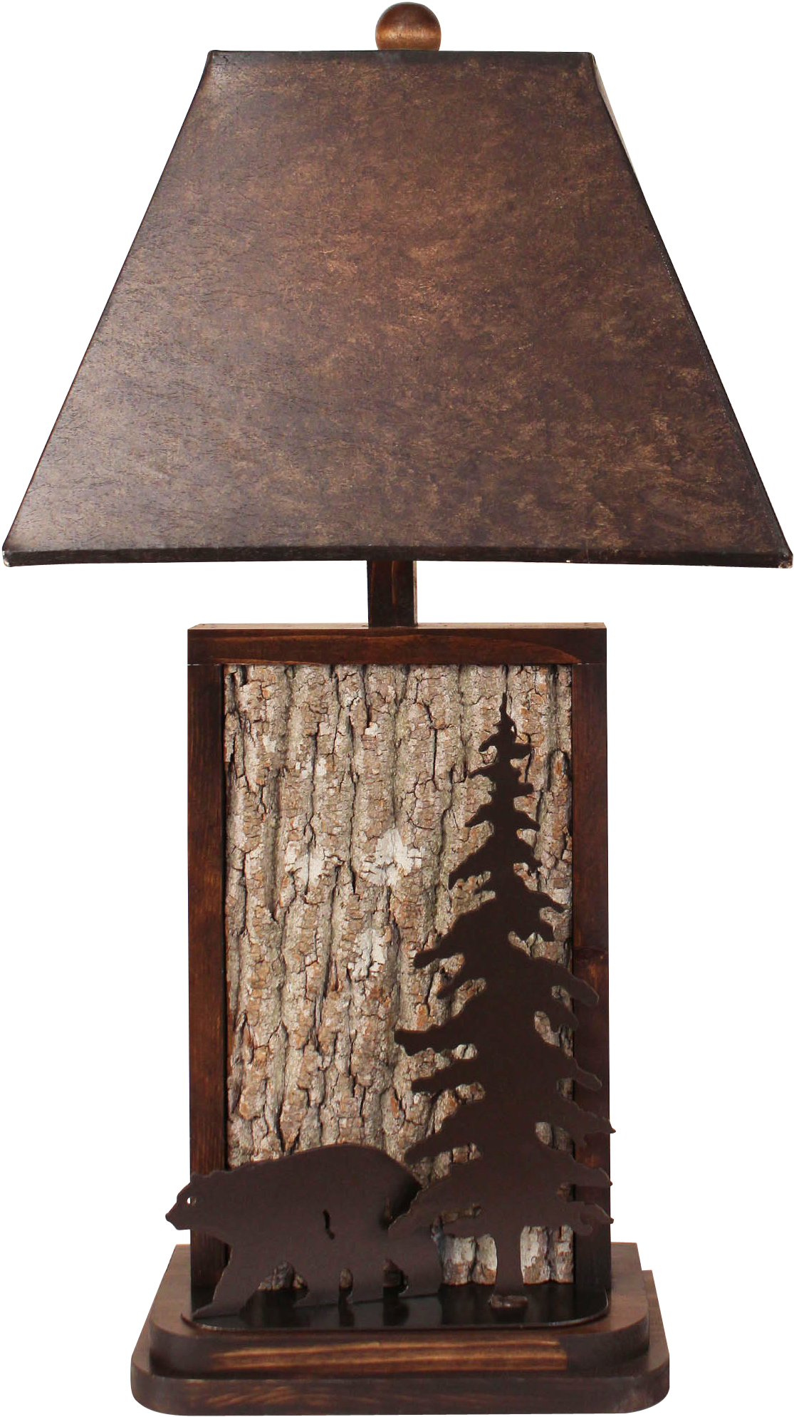 Aspen/dark Bronze Poplar Bark With Iron Bear & Tree - Lampshade (1500x2100), Png Download