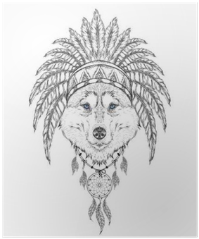 Wolf In The Indian Roach - Indian Draw (400x400), Png Download