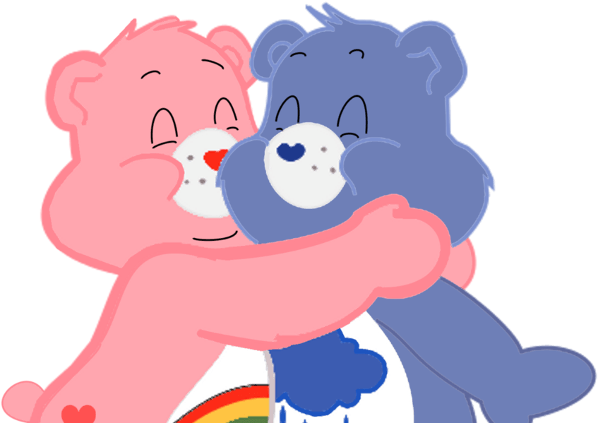 My Favorite Hug Moment By Kuren247 On Deviantart - Pink And Blue Care Bear (1032x774), Png Download