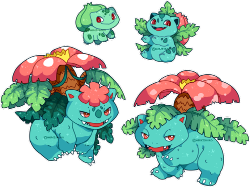 #001 - #003 - Mega Venusaur And Venusaur (500x373), Png Download