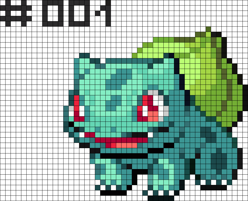 Bulbasaur Perler Bead Pattern / Bead Sprite - Bulbasaur Black And White Sprite (988x799), Png Download