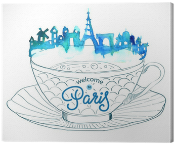 Paris Skyline Watercolor Background Canvas Print • - Gallery Direct Paris Skyline Watercolor Background (400x400), Png Download