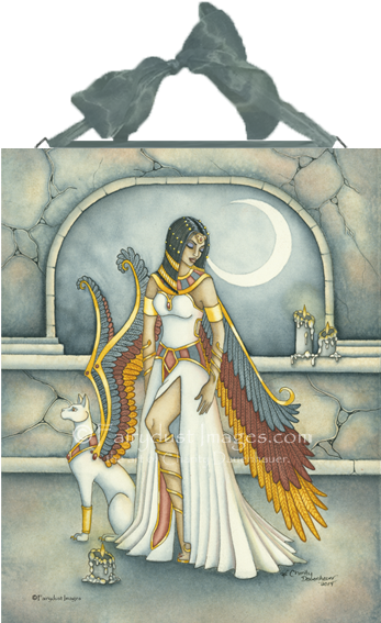 Egyptian Angel Ceramic Tile Plaque - Painting (400x576), Png Download