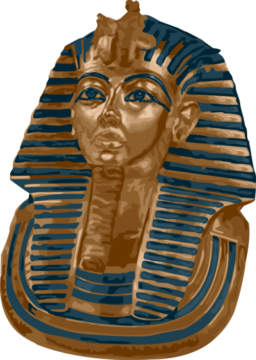 Tutankhamen Egyptian Image Illustration Black And White - Illustration (498x700), Png Download