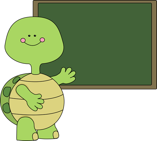 Turtle And Chalkboard - Turtle School Clip Art (550x495), Png Download