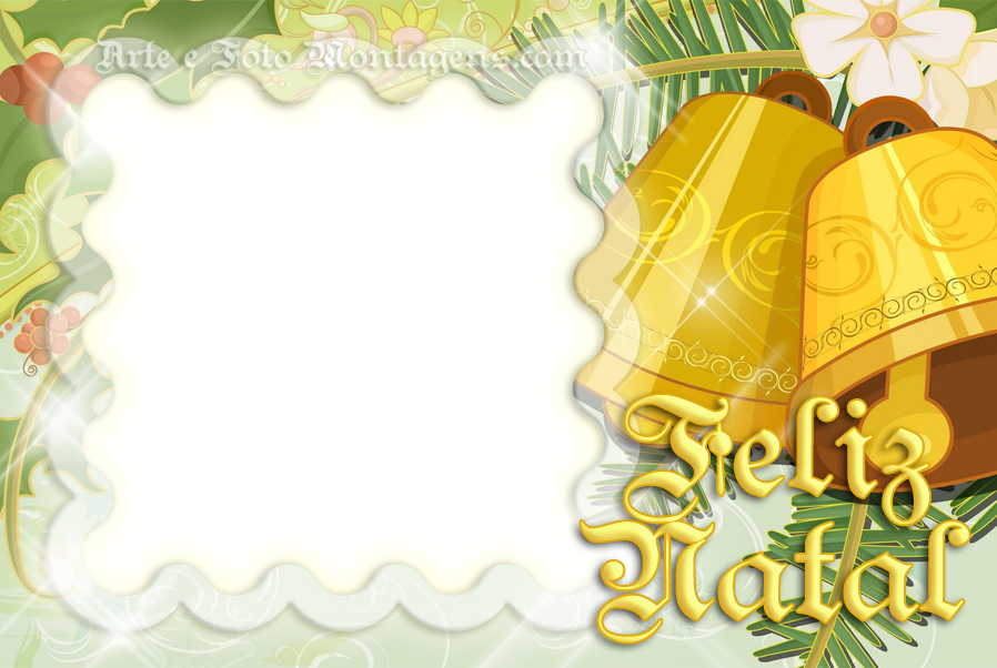 Montagem Para Fotos - Moldura De Natal Com Sinos (898x602), Png Download