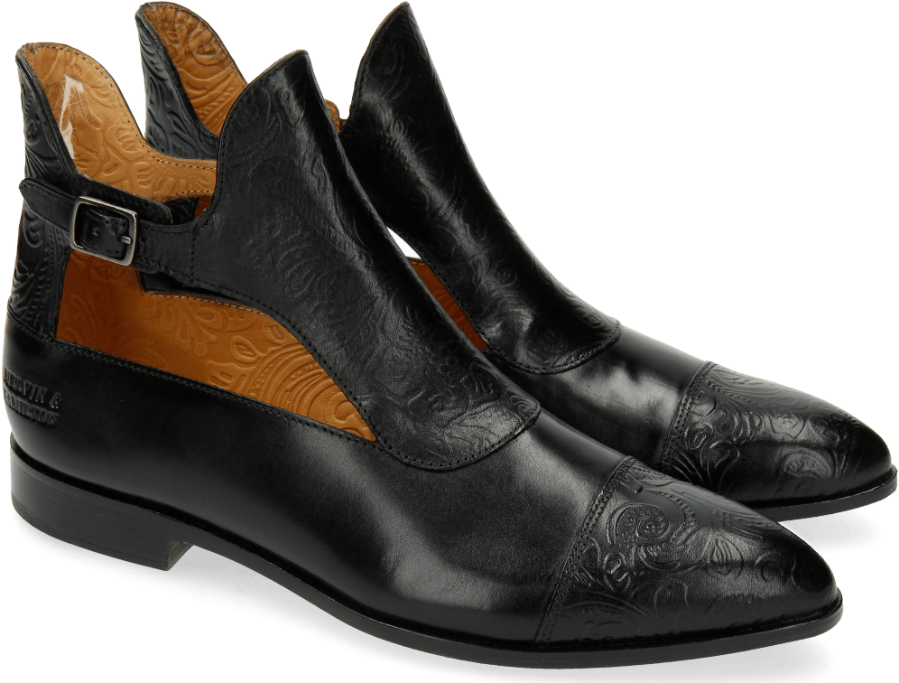 Ankle Boots Jessy 21 Floral Print Black - Slip-on Shoe (1024x1024), Png Download