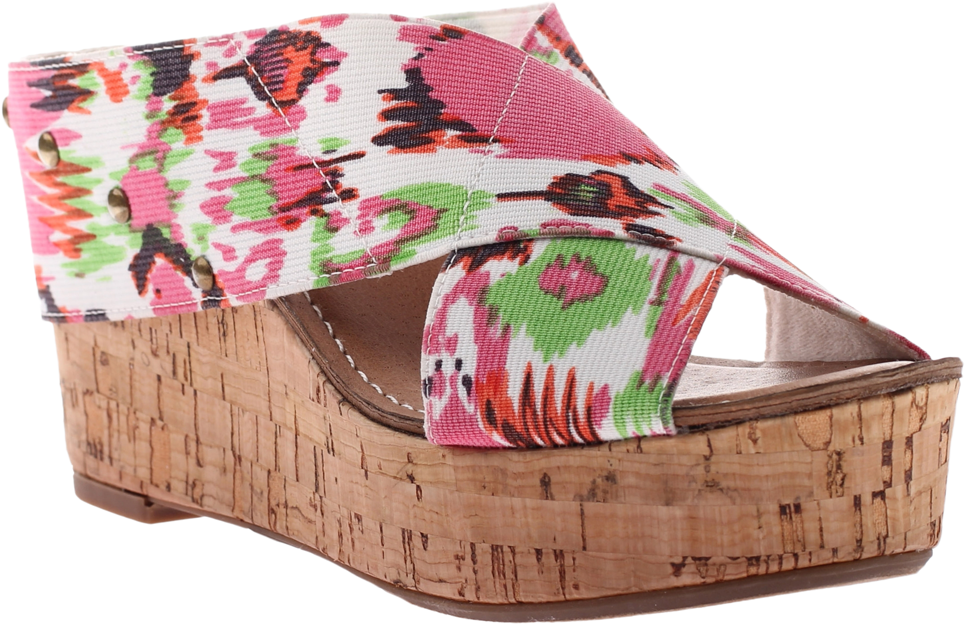 Madeline, Adonis, Pink Print, Slide On Fabric Wedge - Women's Madeline Adonis Shoes, Size 7.5 M (2048x1346), Png Download
