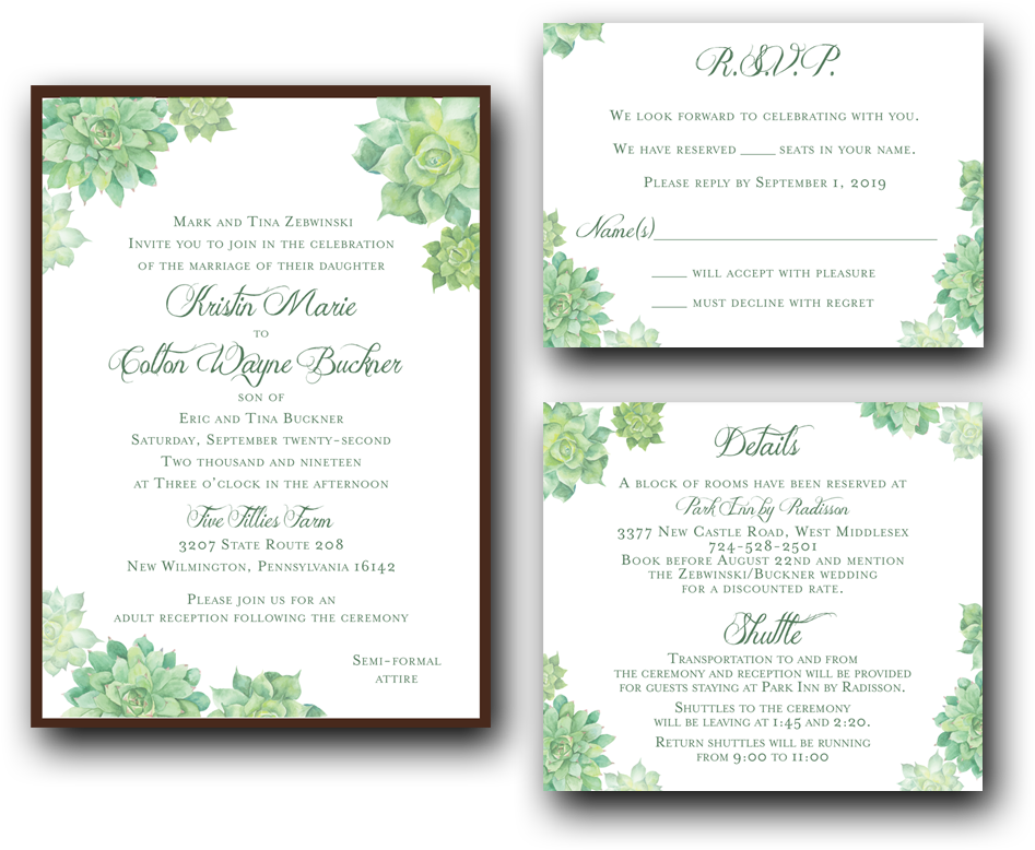Succulents - Wedding Invitation (1000x1000), Png Download