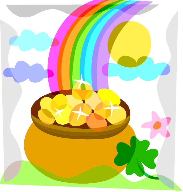 St Patrick - Regenboog Met Pot Goud (640x670), Png Download