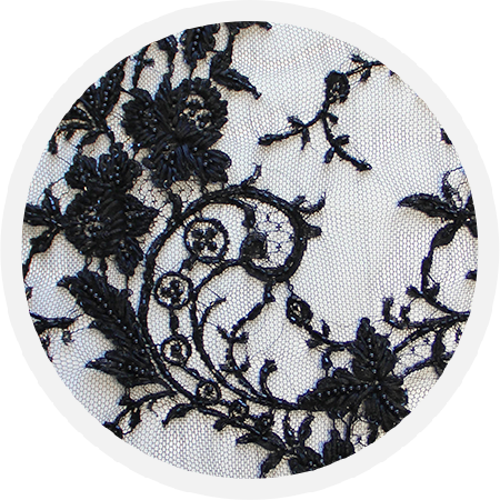 Black Hand Beaded Chantilly Lace Brandy - Cross-stitch (450x450), Png Download
