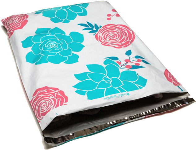 Succulents - 10x13 Pink & Red Roses Designer Poly Mailers Shipping (650x502), Png Download
