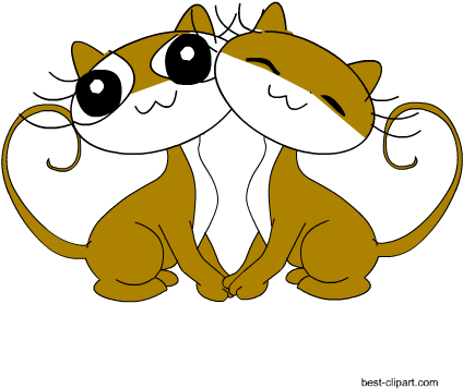 Two Kittens Free Png Clip Art - Cat (450x450), Png Download