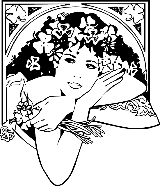 Outline, People, Woman, Girl, Flowers, Girls, Patrick - Vectores De Mujeres Blanco Y Negro (550x640), Png Download