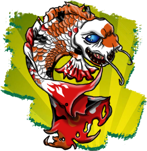 Evil Koi Drawings - Evil Koi Fish (500x500), Png Download