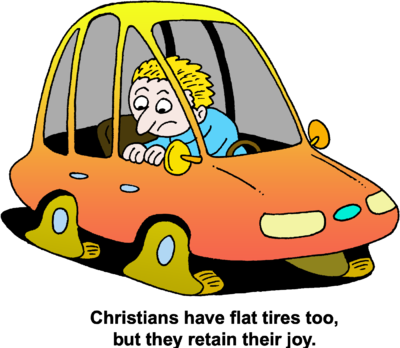 Flat Tires - Car With Four Flat Tires (400x348), Png Download