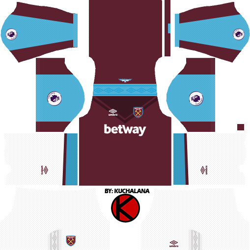 West Ham United Kits 2017/18 - Dream League Soccer 2018 Kits Russia (509x510), Png Download