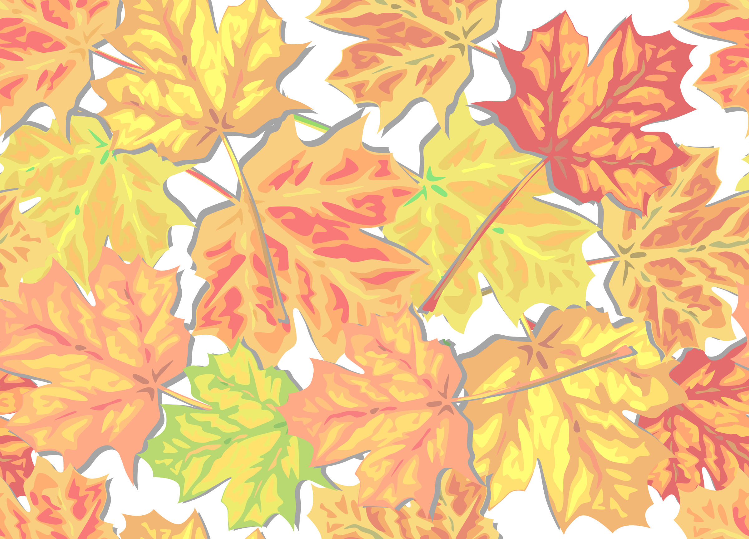 Autumn Leaves - Cartoon Fall Leaves Background (2400x1728), Png Download