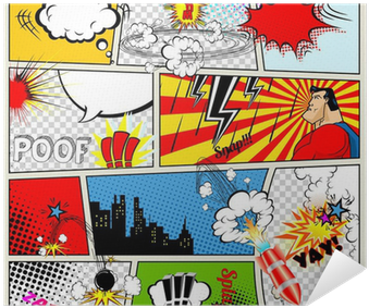 Vector Retro Comic Book Speech Bubbles Poster • Pixers® - Comic Book Strip Background (400x400), Png Download