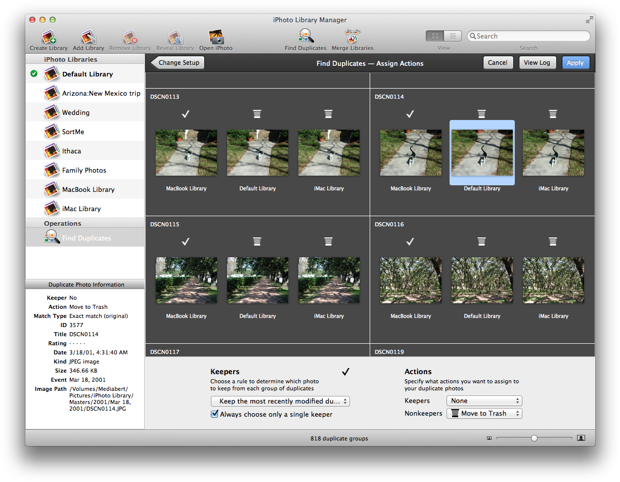 Your Duplicate Groups Are Displayed In A Grid, With - Iphoto Library Manager View (1241x967), Png Download