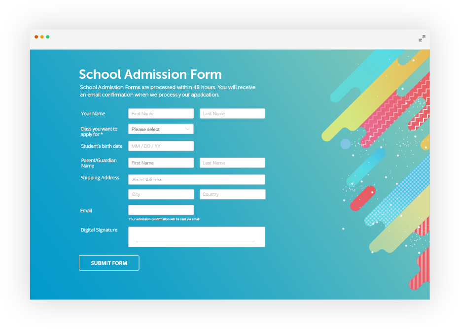 Online School Admission Form With Custom Design - Contact Form Website (955x692), Png Download