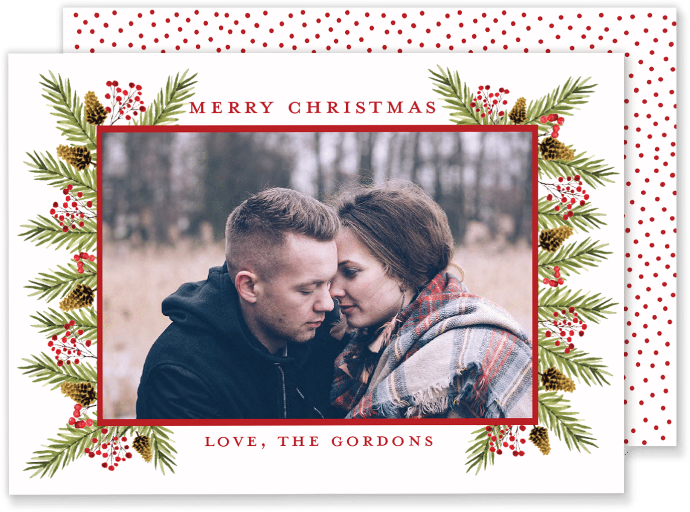 Gordon Greenery Christmas Card - Handgeschriebenes Foto-blau Der Bürsten-| Save The (1500x1073), Png Download