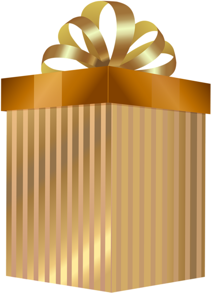 Gold Gift Box Transparent Png Clip Art - Gift Box Gold Png (431x600), Png Download