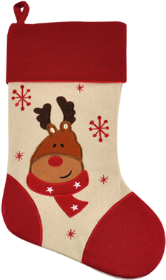 Red Reindeer Stocking - Santa Claus (854x468), Png Download